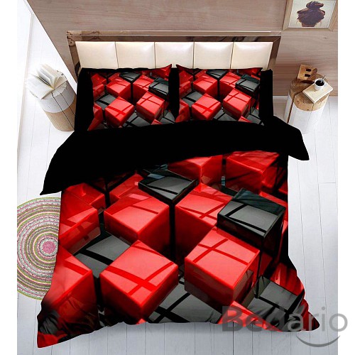 Šestidílná sada francouzské povlečení 200x220+2x70x90 3D Cubes