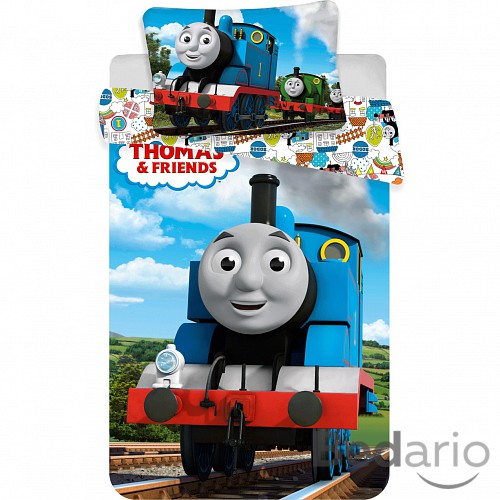 Bavlněné povlečení do postýlky 40x60+100x135 Mašinka Tomáš Funny