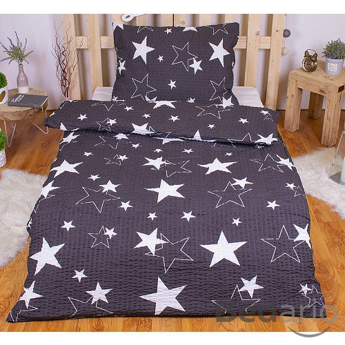 Polybavlna povlečení PREMIUM 140x200+70x90 Black stars