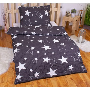 Polybavlna povlečení PREMIUM 140x200+70x90 Black stars