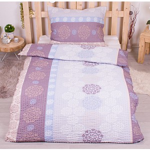 Polybavlna povlečení PREMIUM 140x200+70x90 Barevné pruhy s květinami