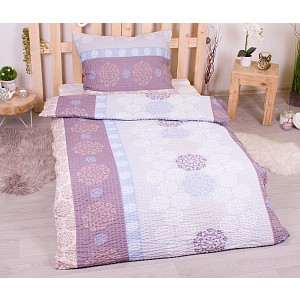 Polybavlna povlečení PREMIUM 140x200+70x90 Barevné pruhy s květinami
