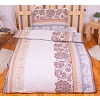 Polybavlna povlečení PREMIUM 140x200+70x90 Hnědé pruhy s ornamenty