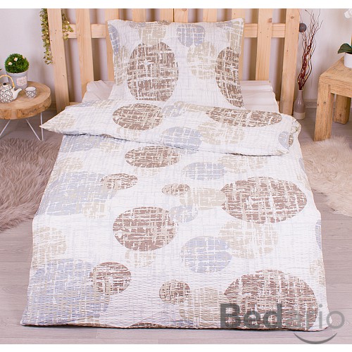 Krepové povlečení PREMIUM 140x200+70x90 Abstraktní kruhy šedé