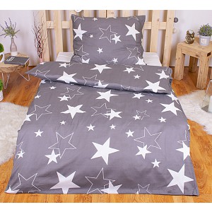 Krepové povlečení PREMIUM 140x200+70x90 Grey stars