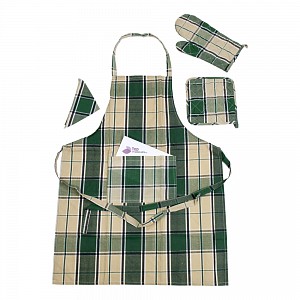 Kuchyňská souprava 4-dílná - Hnědo zelená kostka