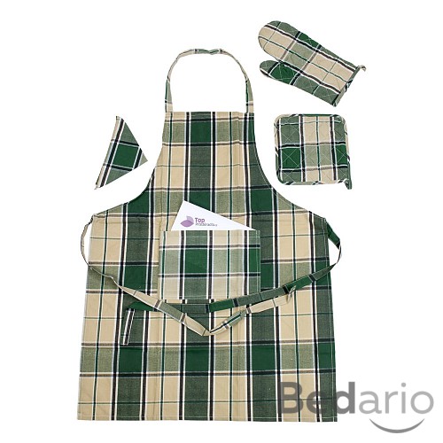 Kuchyňská souprava 4-dílná - Hnědo zelená kostka