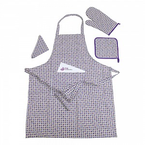 Kuchyňská souprava 4-dílná - Drobné fialové kostičky