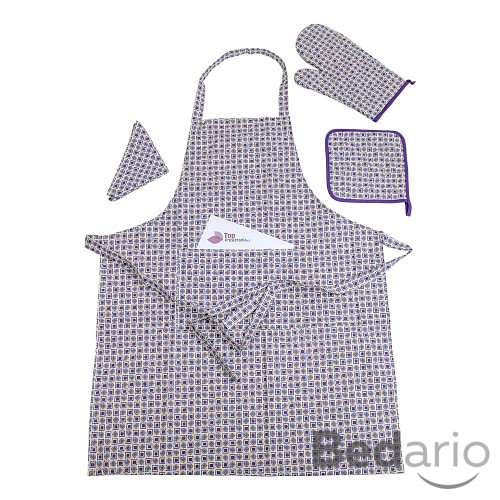 Kuchyňská souprava 4-dílná - Drobné fialové kostičky