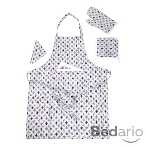 Kuchyňská souprava 4-dílná - Kárované obrázky