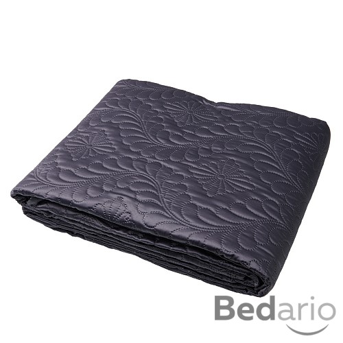 Prošívaný dekorační přehoz s květinovým vzorem 220x240 Antracitová