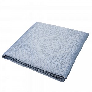 Prošívaný dekorační přehoz s květinovým vzorem 220x240 Šedo-modrá