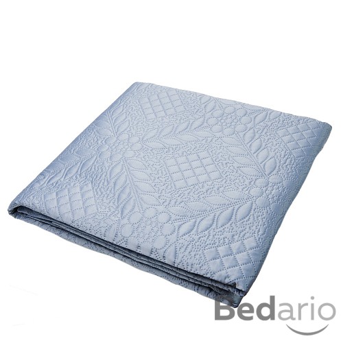 Prošívaný dekorační přehoz s květinovým vzorem 220x240 Šedo-modrá