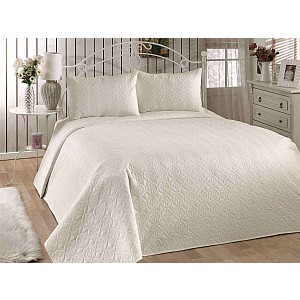 Prošívaný dekorační přehoz s květinovým vzorem 220x240 Krémová