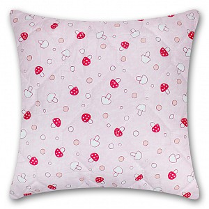 Prošívaný bavlněný polštářek Classic s motivem hub 45x45 - růžový