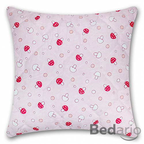 Prošívaný bavlněný polštářek Classic s motivem hub 45x45 - růžový