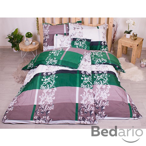 Sedmidílná sada hebkého povlečení 140x200+70x90 Luana - zelená