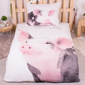 Bavlněné povlečení 140x200+70x90 Prasátko OINK-OINK!