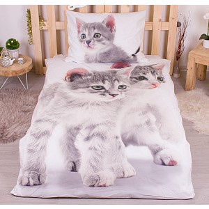 Bavlněné povlečení 140x200+70x90 Kitten Grey