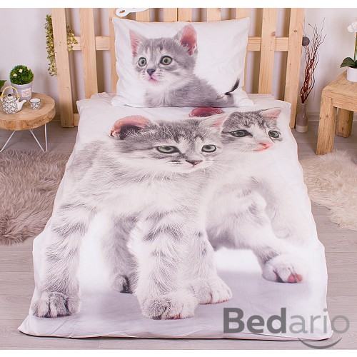 Bavlněné povlečení 140x200+70x90 Kitten Grey
