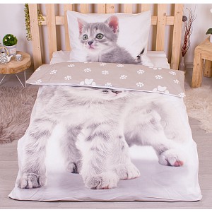 Bavlněné povlečení 140x200+70x90 Kitten Grey