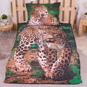 Bavlněné povlečení 140x200+70x90 Leopard Green
