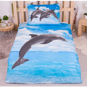 Bavlněné povlečení 140x200+70x90 Delfín