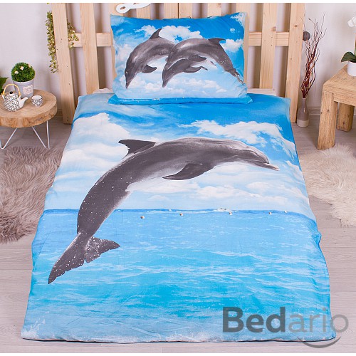 Bavlněné povlečení 140x200+70x90 Delfín