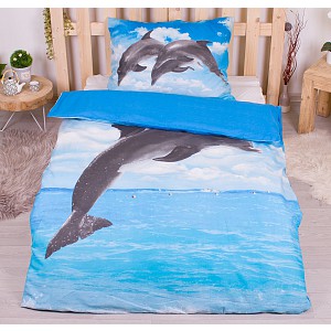 Bavlněné povlečení 140x200+70x90 Delfín