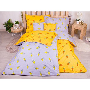 Sedmidílná sada hebkého povlečení se vzorem 140x200+70x90 Yellow Carrots