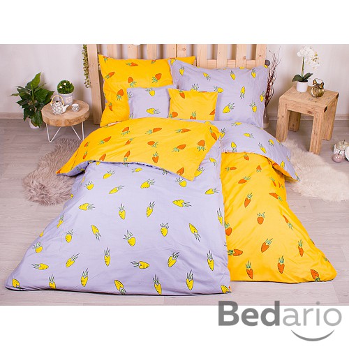 Sedmidílná sada hebkého povlečení se vzorem 140x200+70x90 Yellow Carrots