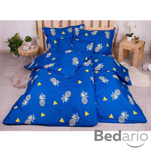 Sedmidílná sada hebkého povlečení se vzorem 140x200+70x90 Blue Pineapple