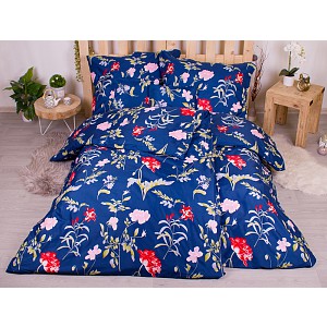 Sedmidílná sada hebkého povlečení se vzorem 140x200+70x90 Blue Flowers