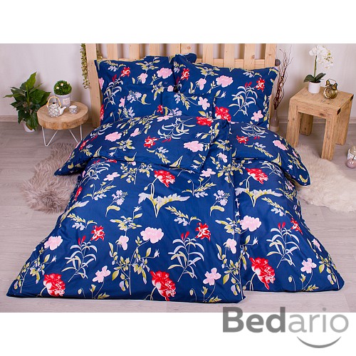 Sedmidílná sada hebkého povlečení se vzorem 140x200+70x90 Blue Flowers