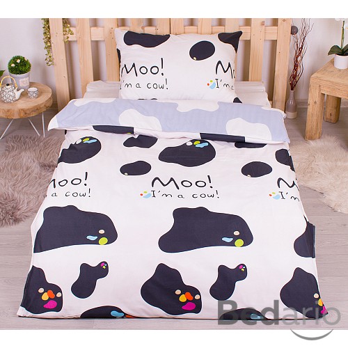 Microtop povlečení 140x200+70x90 Moo! Black