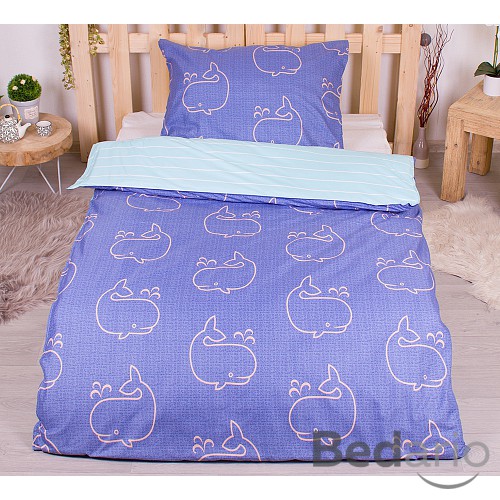 Microtop povlečení 140x200+70x90 Blue Whale