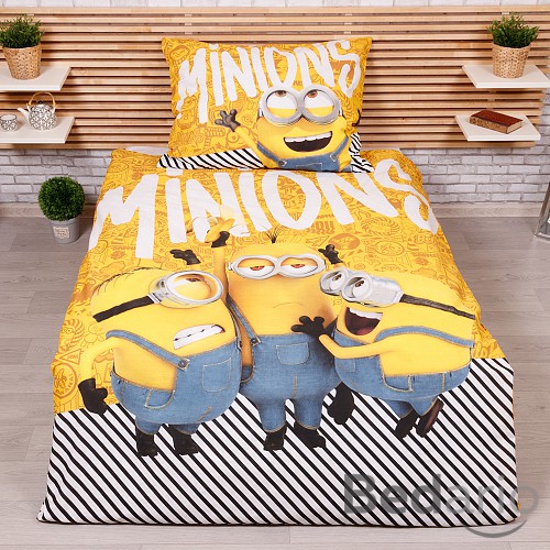 Bavlněné povlečení 140x200+70x90 Mimoni 2 Yellow