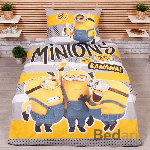 Bavlněné povlečení 140x200+70x90 Mimoni 2 Banana