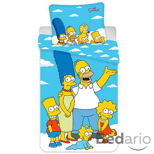 Bavlněné povlečení 140x200+70x90 The Simpsons family Clouds