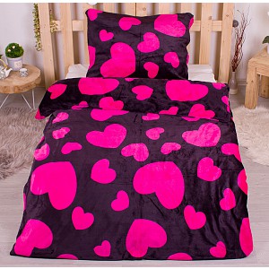 Mikroplyšové povlečení Premium 140x200+70x90 Srdce