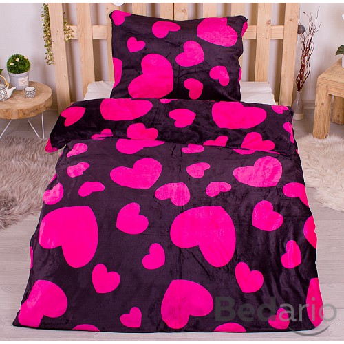 Mikroplyšové povlečení Premium 140x200+70x90 Srdce