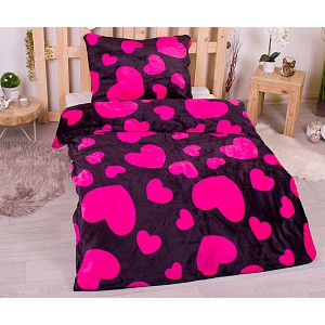 Mikroplyšové povlečení Premium 140x200+70x90 Srdce