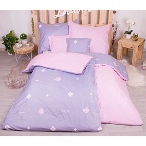 Sedmidílná sada hebkého povlečení se vzorem 140x200+70x90 Emblém šedo-růžová