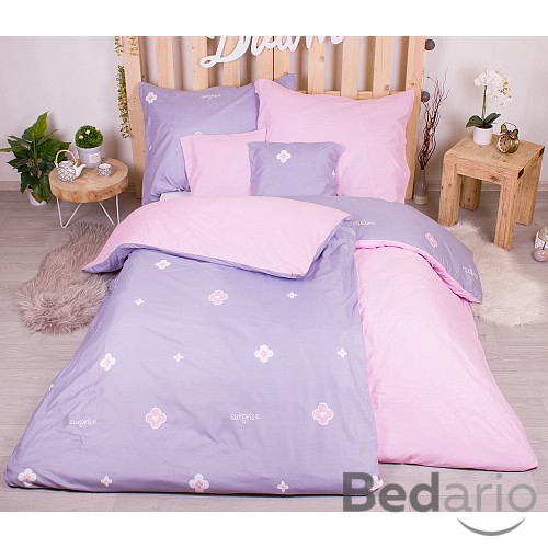 Sedmidílná sada hebkého povlečení se vzorem 140x200+70x90 Emblém šedo-růžová