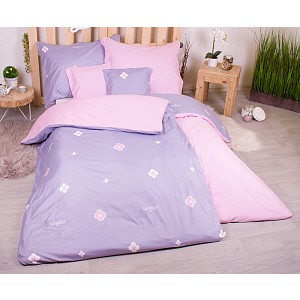 Sedmidílná sada hebkého povlečení se vzorem 140x200+70x90 Emblém šedo-růžová