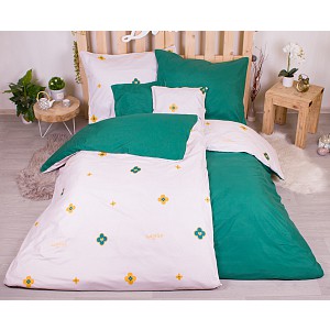 Sedmidílná sada hebkého povlečení se vzorem 140x200+70x90 Emblém bílo-zelená