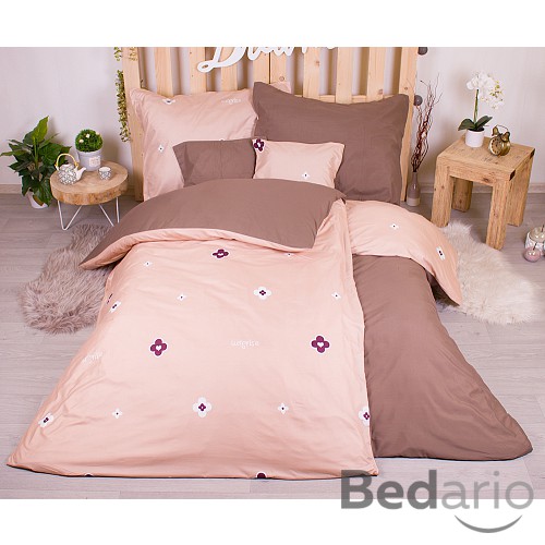 Sedmidílná sada hebkého povlečení se vzorem 140x200+70x90 Emblém béžovo-hnědá