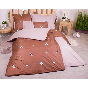 Sedmidílná sada hebkého povlečení se vzorem 140x200+70x90 Emblém hnědo-béžová