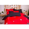 Sedmidílná sada hebkého povlečení se vzorem 140x200+70x90 Emblém červeno-černá