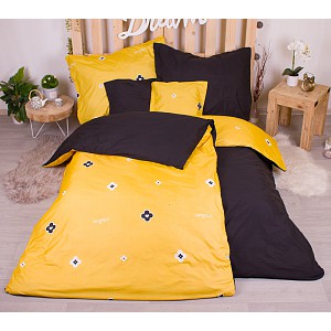 Sedmidílná sada hebkého povlečení se vzorem 140x200+70x90 Emblém žluto-černá